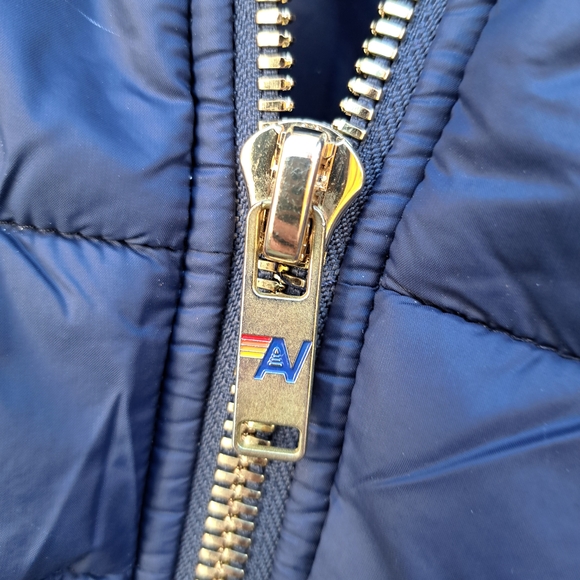 Aviator Nation Navy Puffer Jacket with Rainbow Logo and Sherpa Collar - Picture 5 of 5